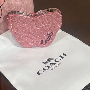 Coach Pink Glitter Heart-Shaped Accessory